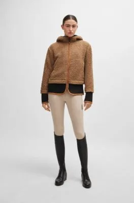 Chaqueta híbrida con capucha para equitación en peluche de tacto suave