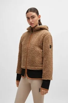 Chaqueta híbrida con capucha para equitación en peluche de tacto suave