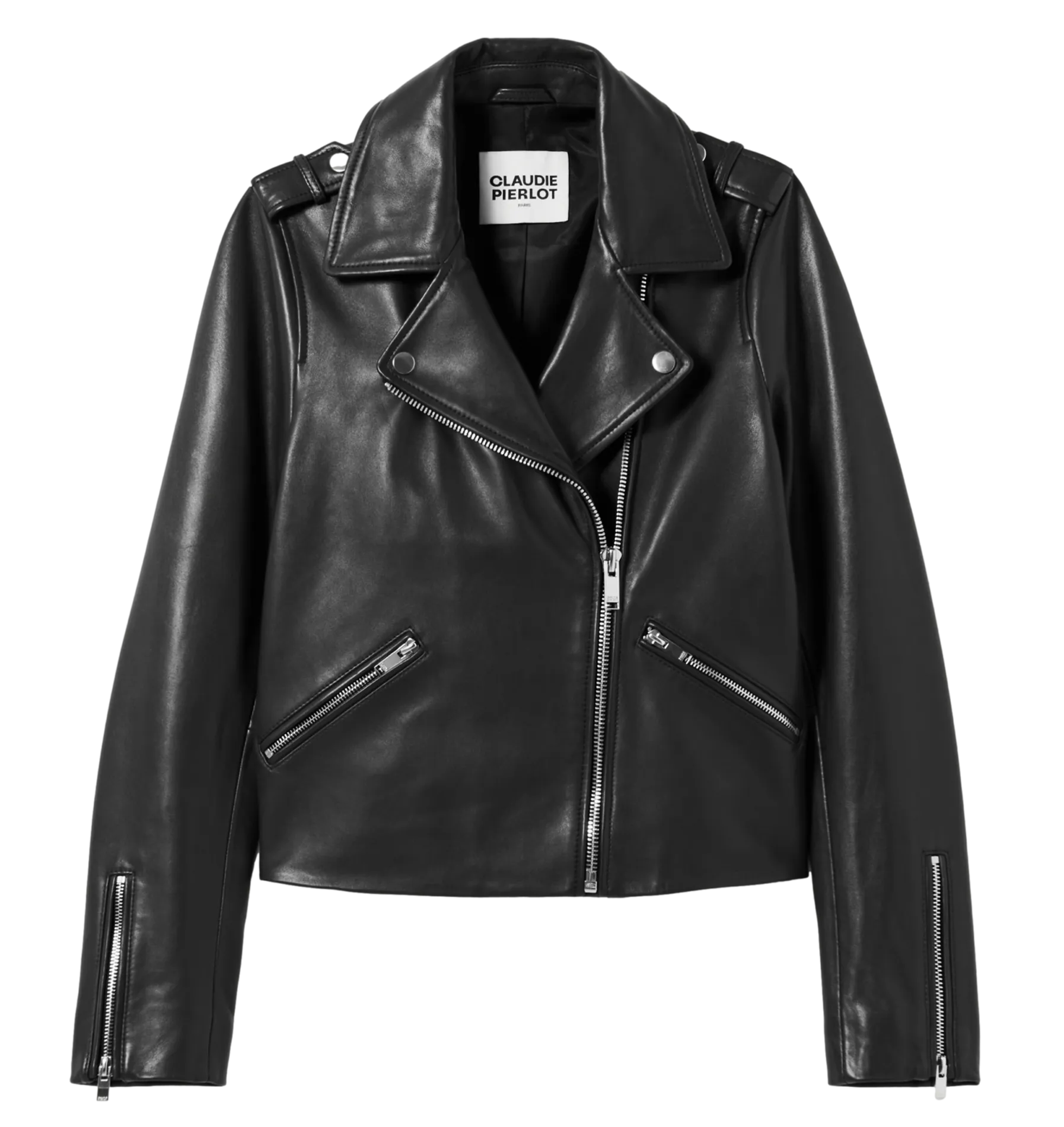 CLAUDIE PIERLOT Chaqueta de cuero entallada en negro