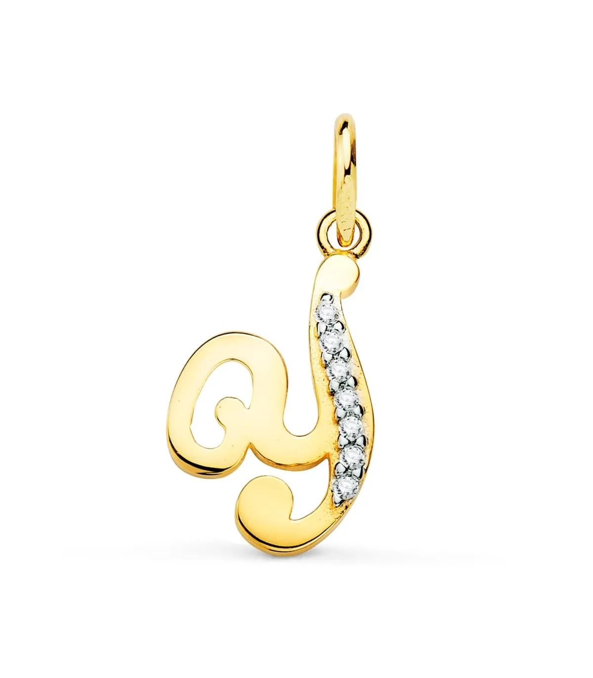 Colgante Inicial Y Oro Amarillo 18 K 15mm