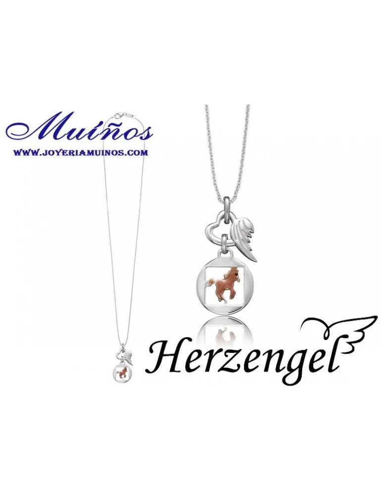 Colgante plata niña Herzengel caballo y corazón alado