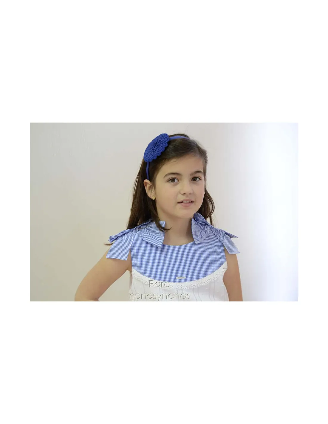 Conjunto de niña vichy añil con camisa y falda Foque