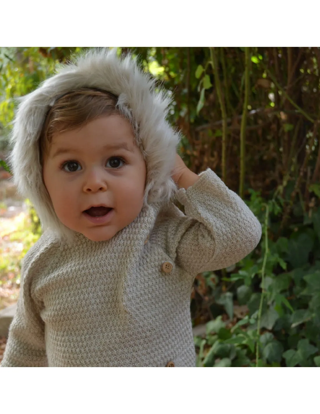 Conjunto dos piezas bebé Fox cuadros capucha de Popys invierno