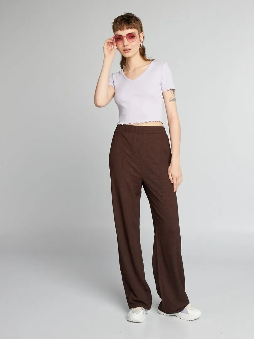 CROPTOP CON BORDES ONDULADOS  ROSA