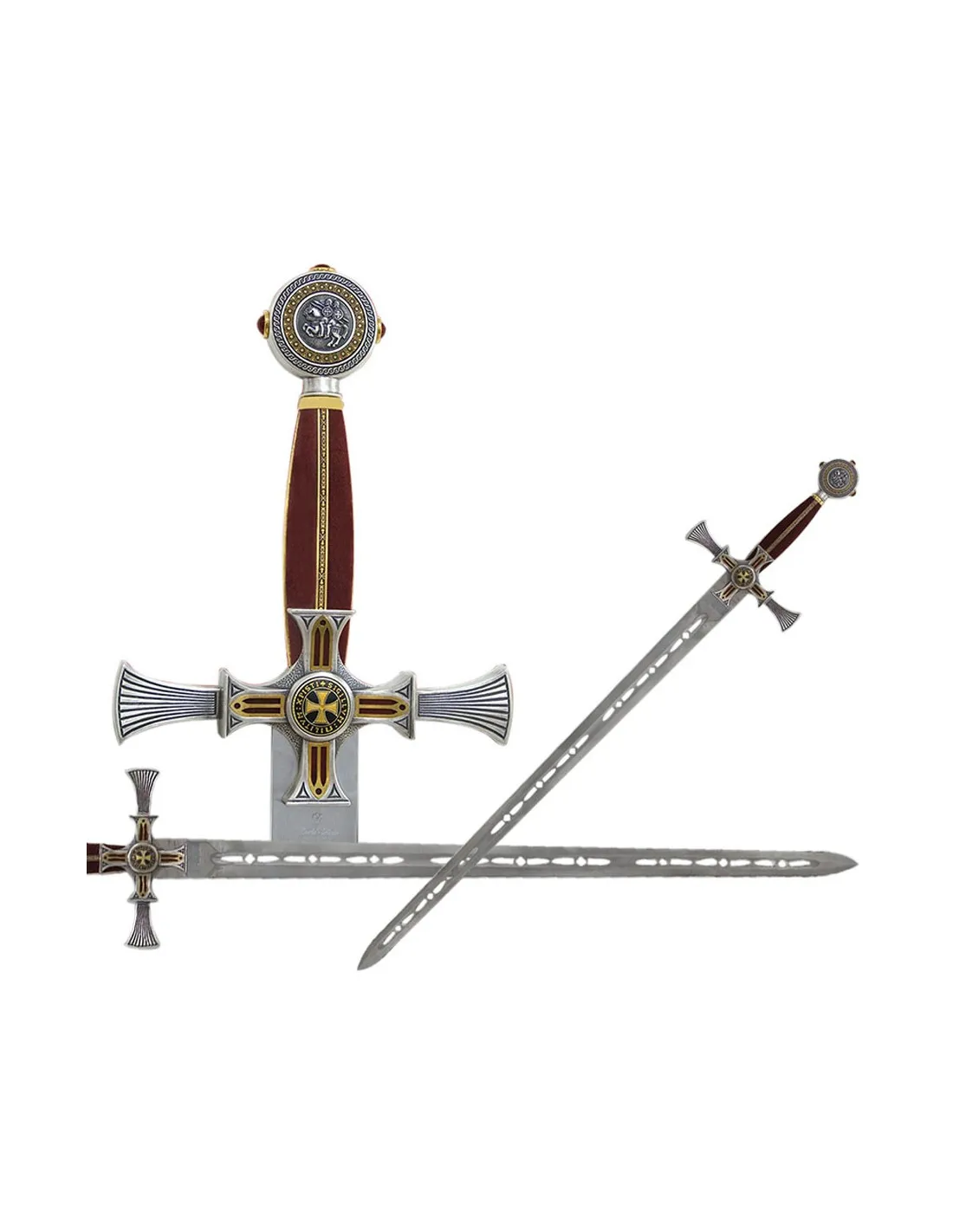 Espada templaria damasquinada