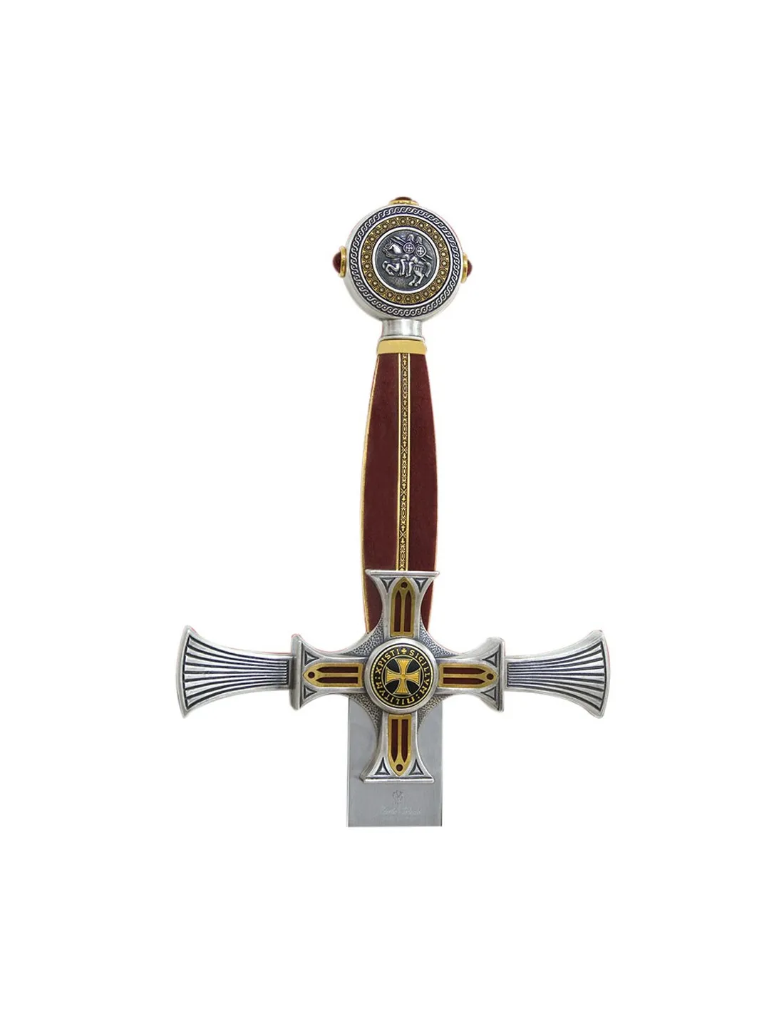 Espada templaria damasquinada
