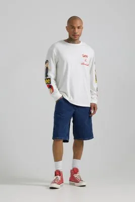 Lee BE@BRICK Patchwork Long Sve Relaxed Fit Tee "Marshmallow"
