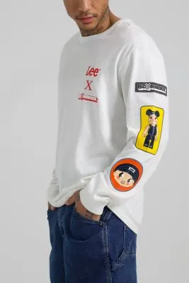 Lee BE@BRICK Patchwork Long Sve Relaxed Fit Tee "Marshmallow"