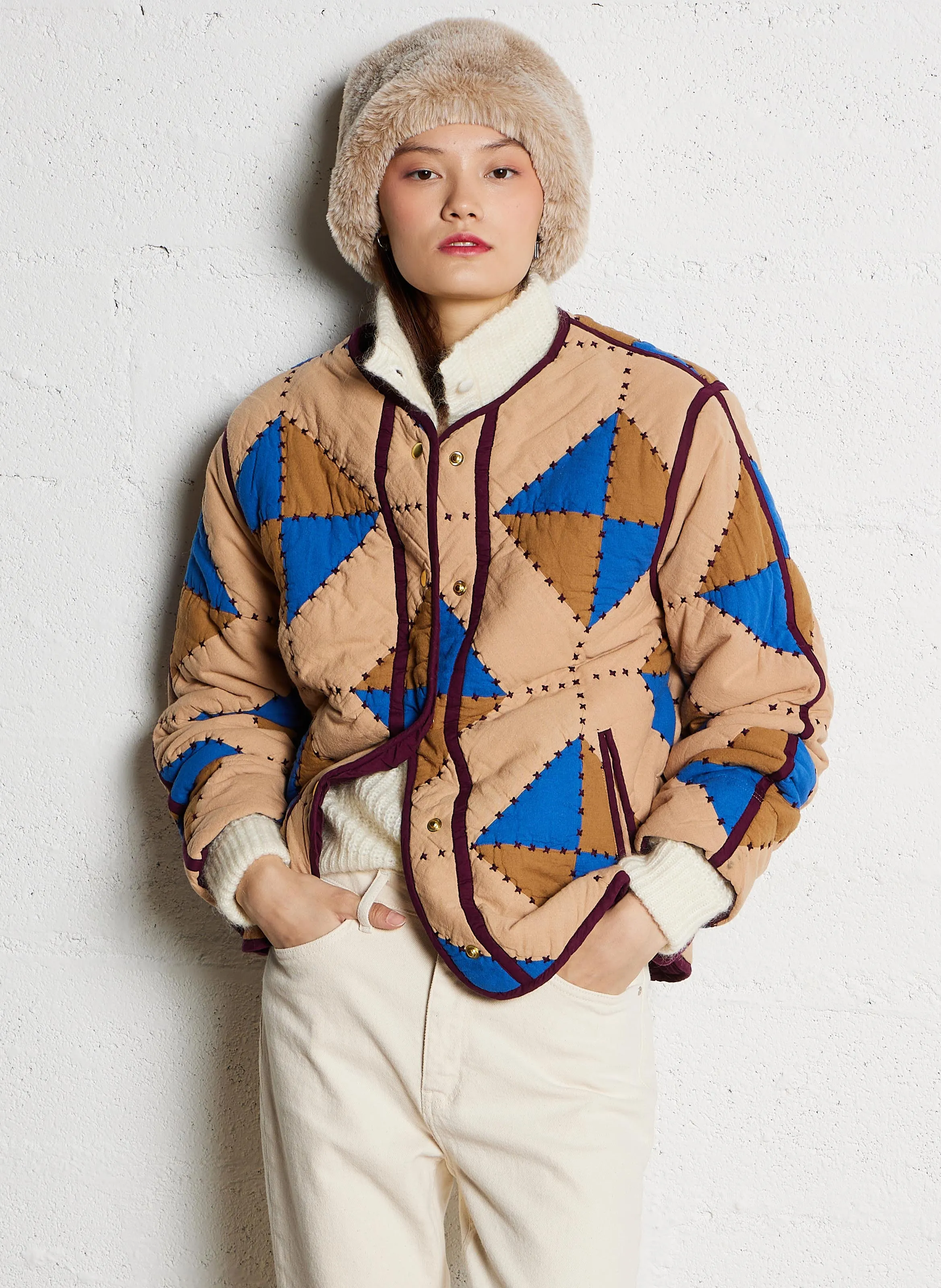 LEON & HARPER VULCA  CHAQUETA DE ALGODóN ORGáNICO CON CUELLO REDONDO EN MULTICOLOR
