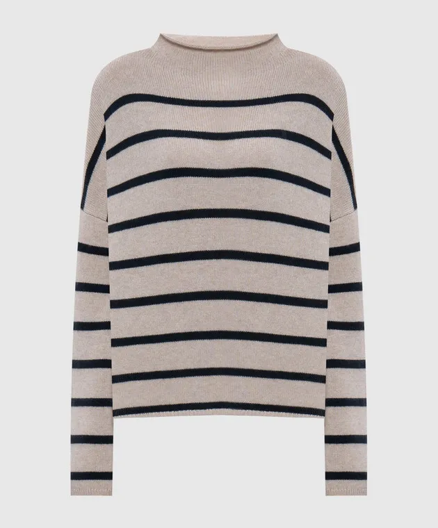 LISA YANG Sandy beige striped cashmere sweater