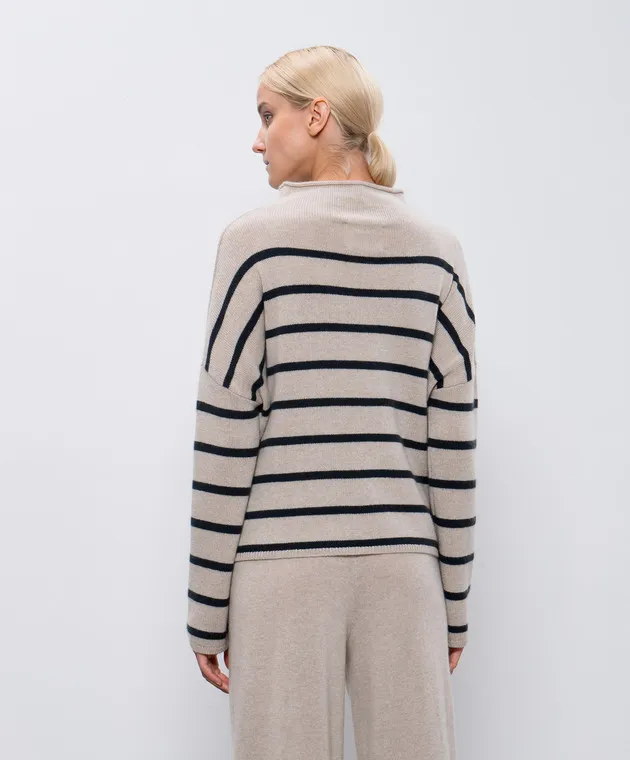 LISA YANG Sandy beige striped cashmere sweater