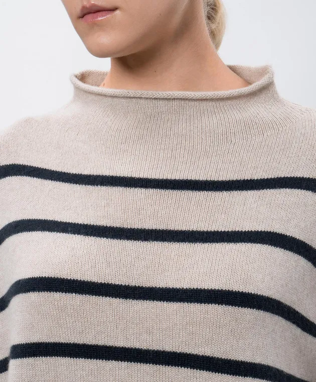 LISA YANG Sandy beige striped cashmere sweater