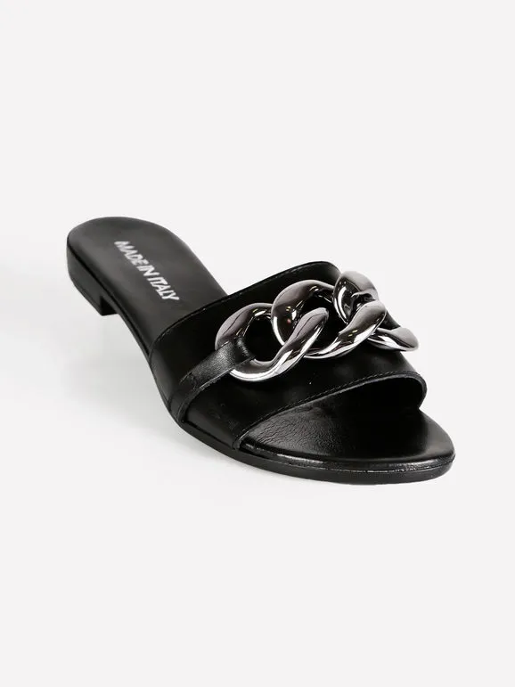 Made In Italy Zapatillas de piel con cadena