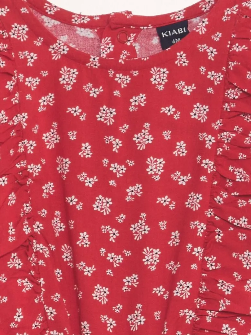 MONO SIN MANGAS CON VOLANTES  ROJO