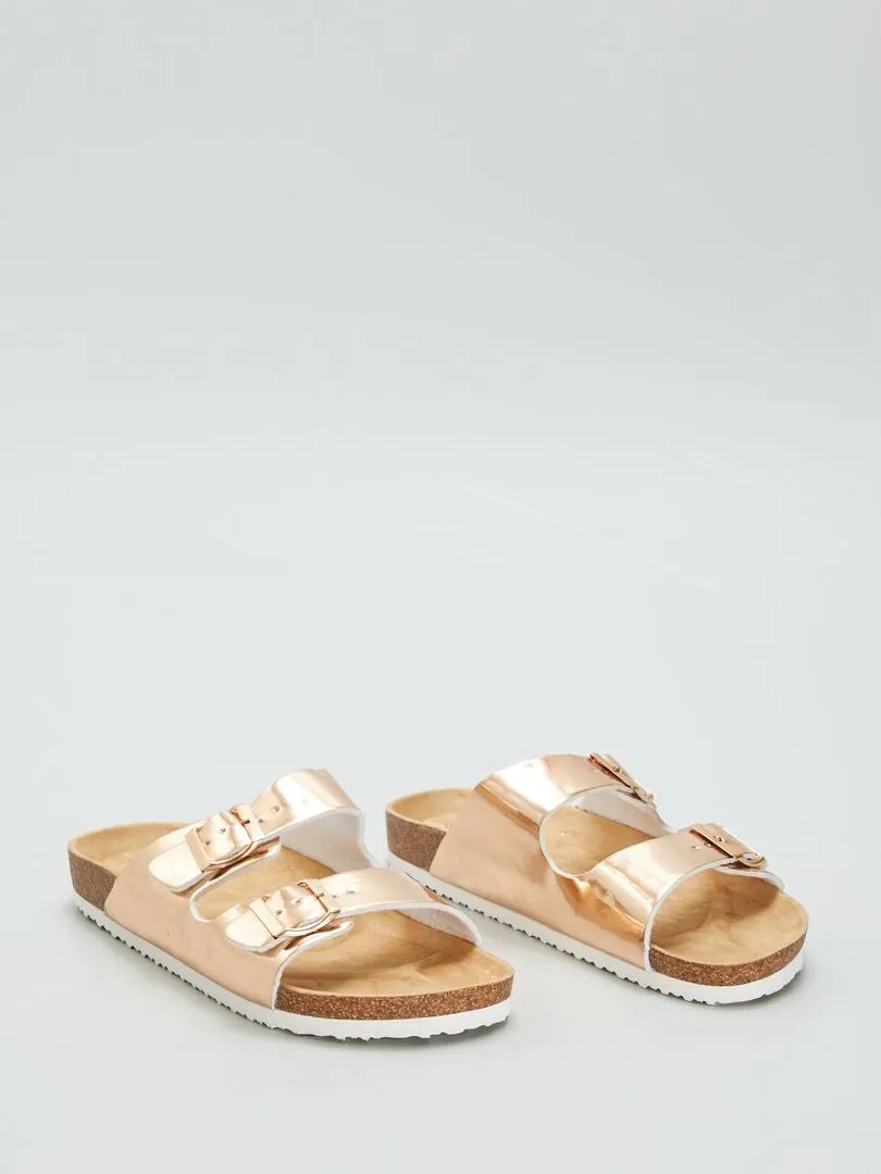 MULES CON HEBILLAS METáLICAS  BEIGE