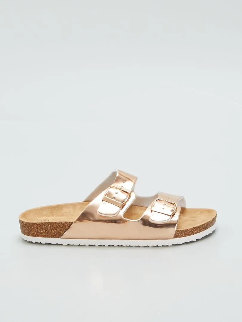 MULES CON HEBILLAS METáLICAS  BEIGE