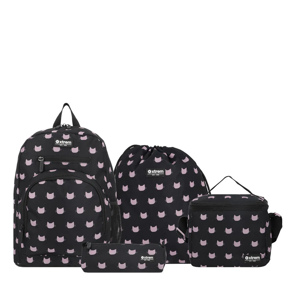 Multipack 5XT Mochila Niña Xtrem Gatos Negro