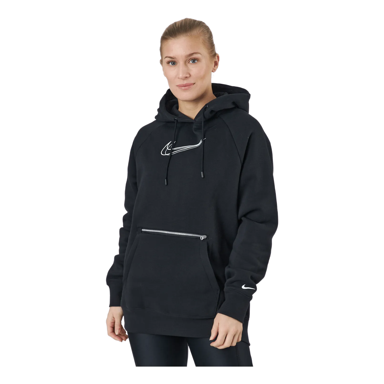 Nike W Nsw Po Hoodie Os Bb Flc Prnt Black/white