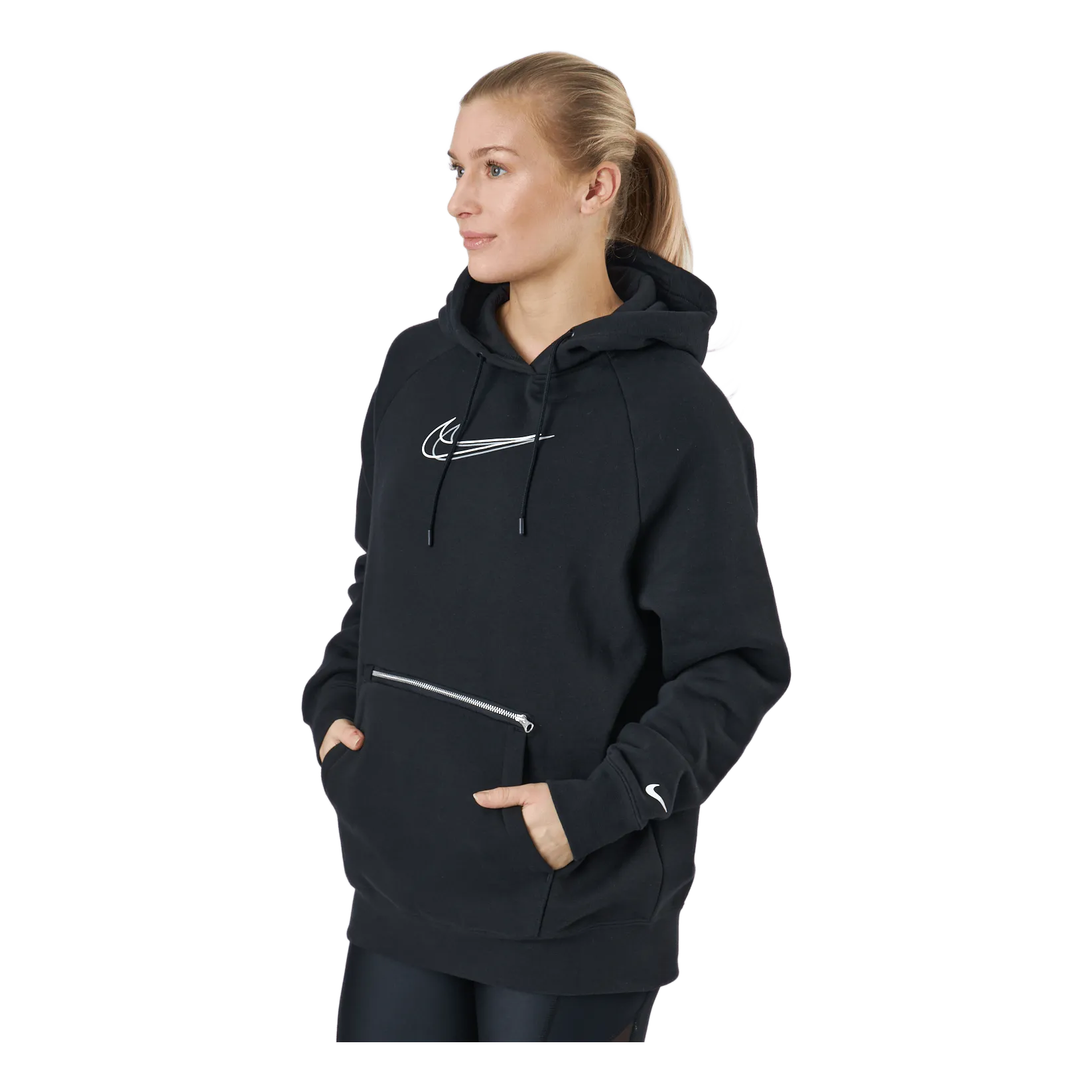 Nike W Nsw Po Hoodie Os Bb Flc Prnt Black/white