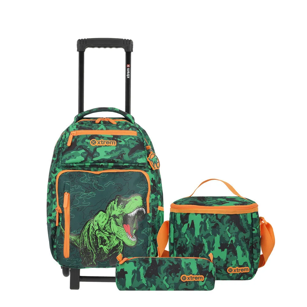 Pack Mochila con ruedas Xtrem Run 5XT Dino Verde