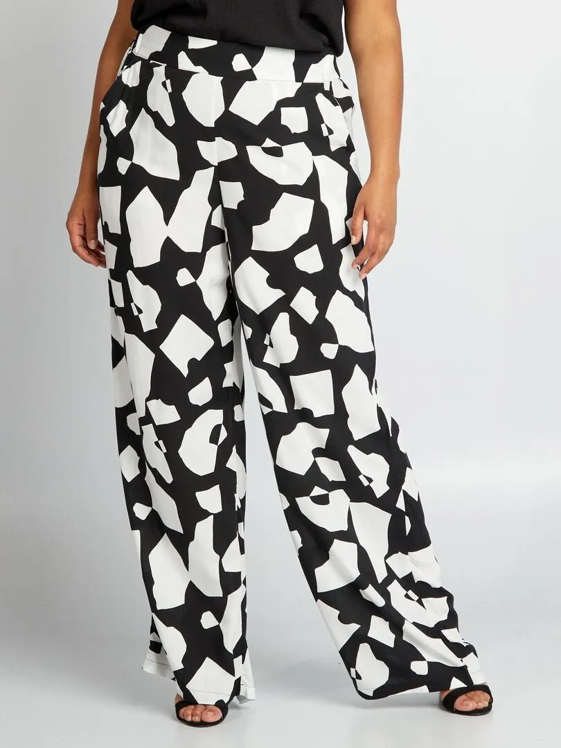 PANTALóN ANCHO CON ESTAMPADO  NEGRO