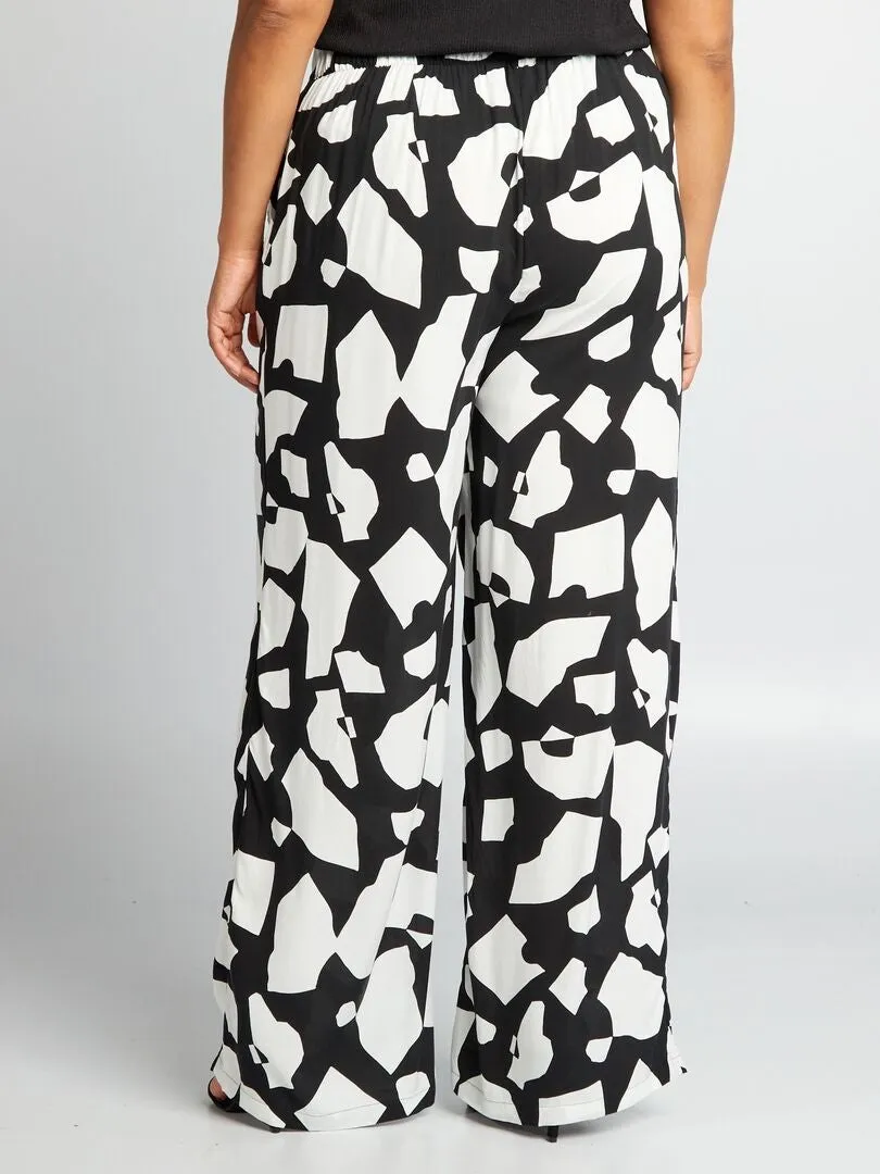 PANTALóN ANCHO CON ESTAMPADO  NEGRO