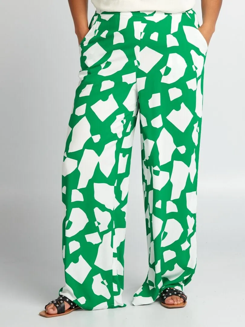 PANTALóN ANCHO CON ESTAMPADO  VERDE