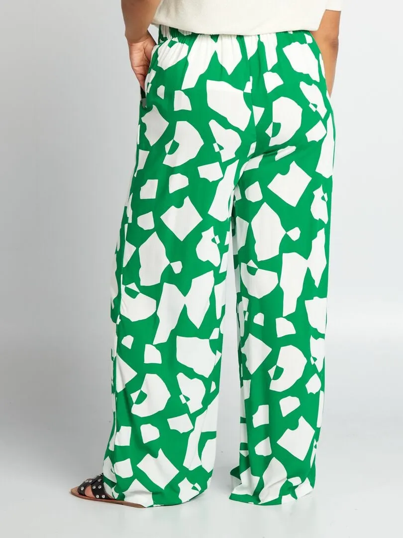 PANTALóN ANCHO CON ESTAMPADO  VERDE