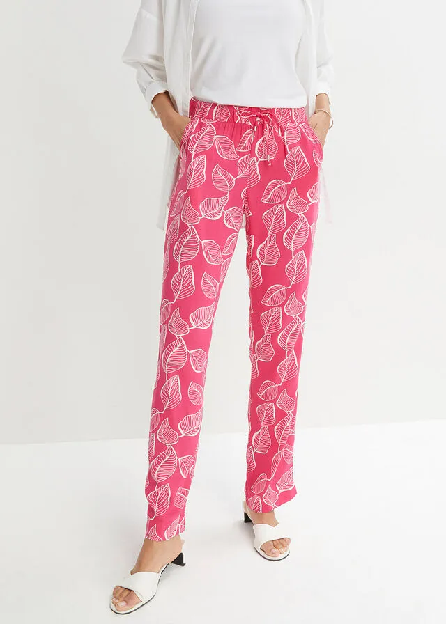 PANTALóN CON CINTURA ELáSTICA ROSA OSCUROBLANCO