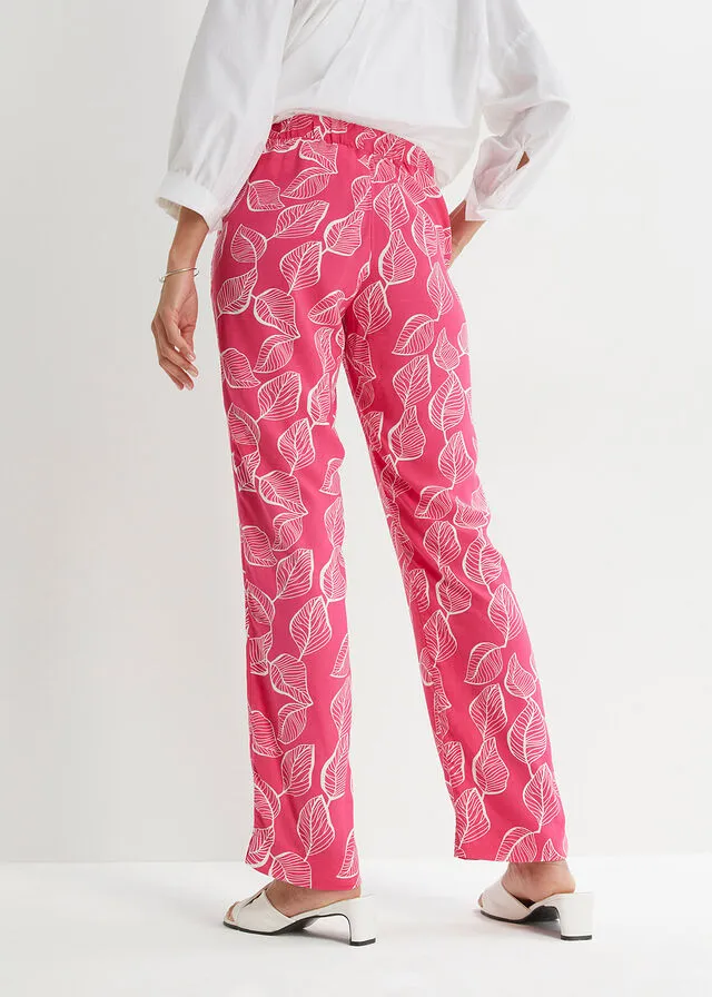PANTALóN CON CINTURA ELáSTICA ROSA OSCUROBLANCO