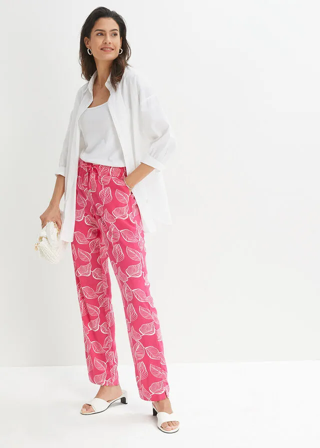 PANTALóN CON CINTURA ELáSTICA ROSA OSCUROBLANCO