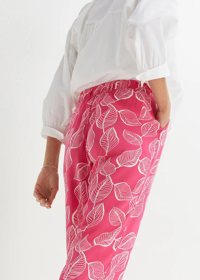 PANTALóN CON CINTURA ELáSTICA ROSA OSCUROBLANCO