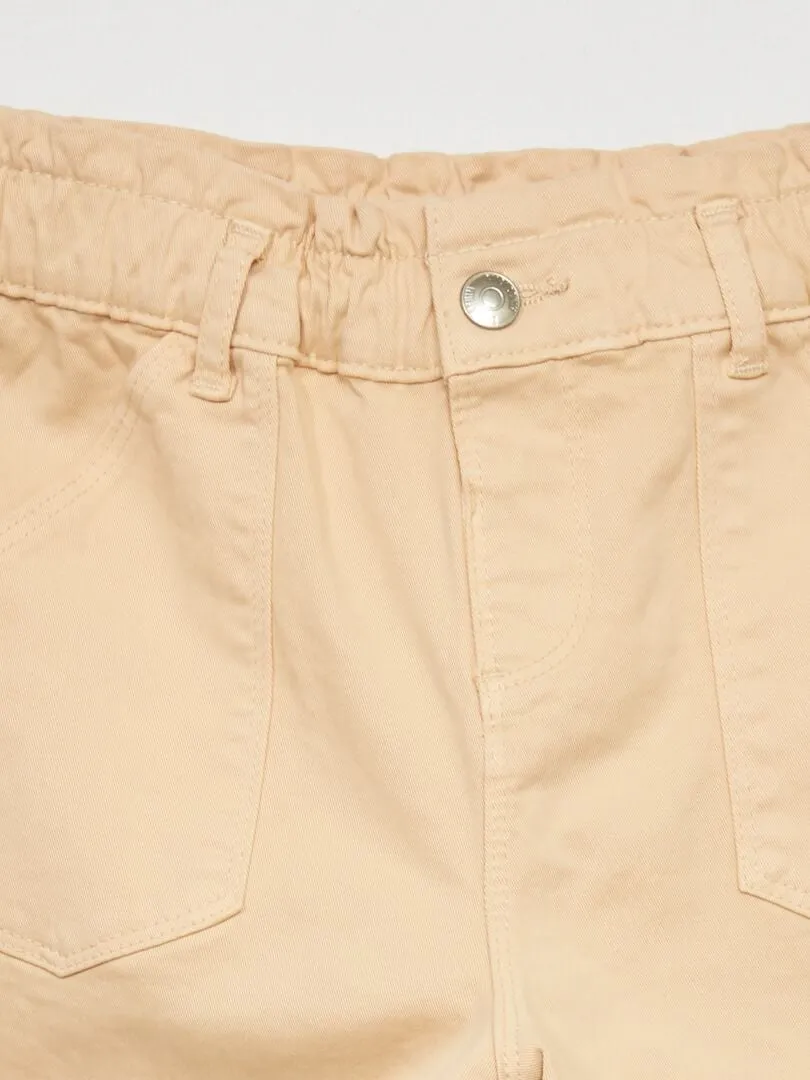 PANTALóN PAPERBAG CON BOLSILLOS  AMARILLO