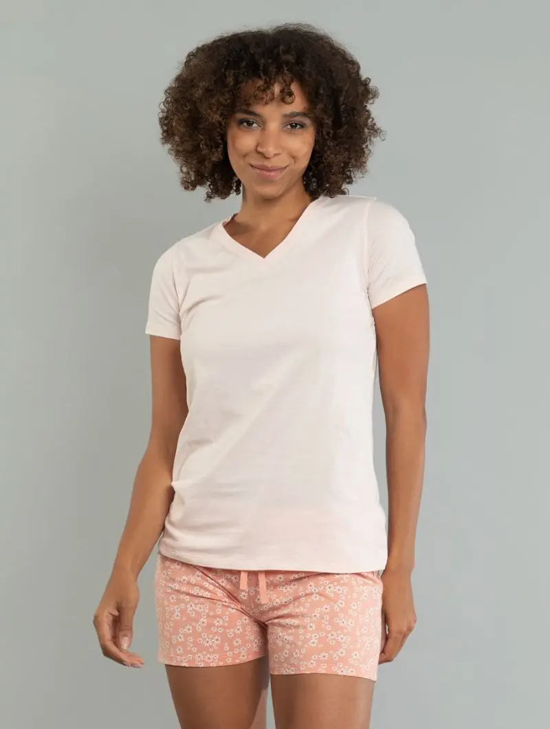 Pijama corto de algodón orgánico estampado floral