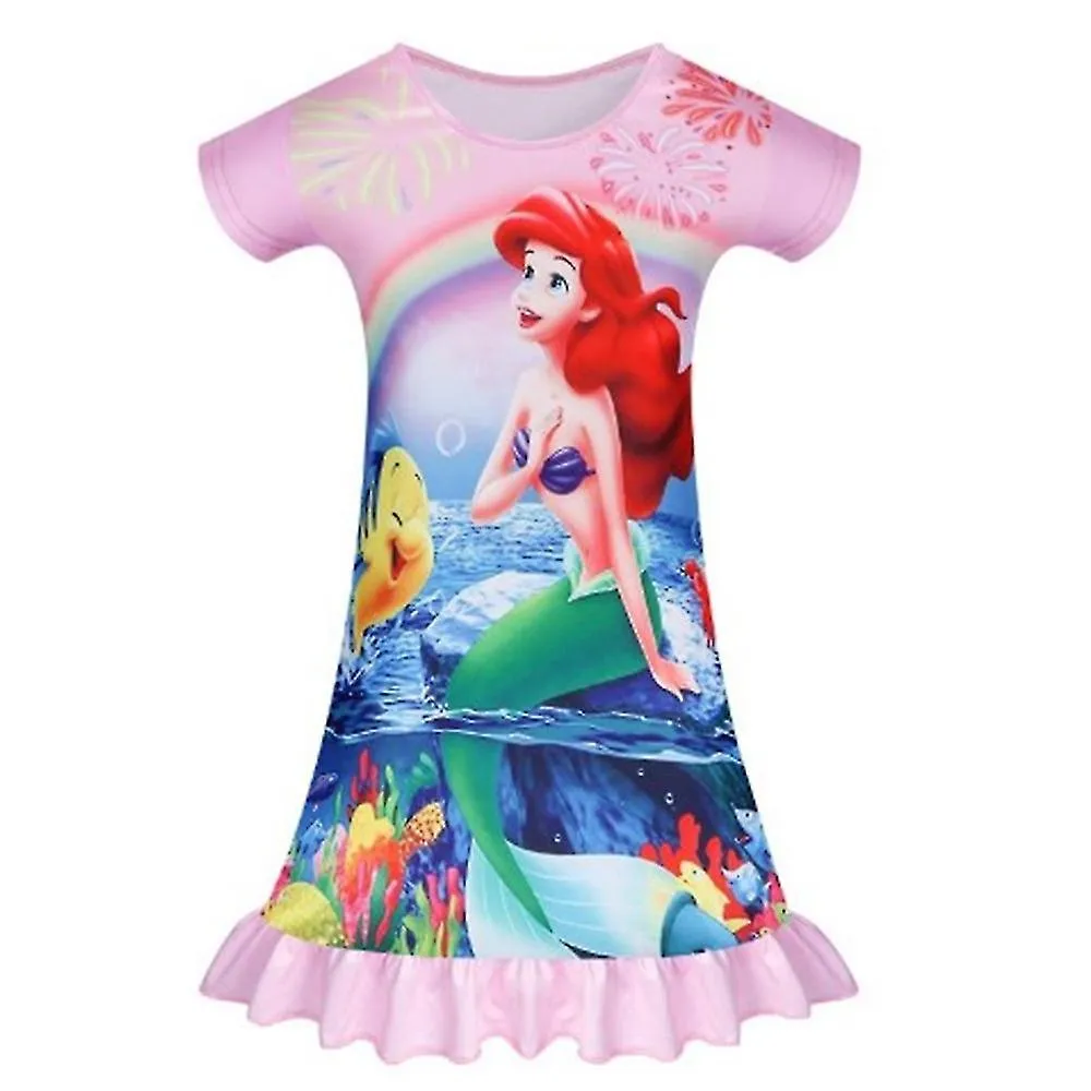 Princesa Sirena Ariel Pijama de verano Vestido para dormir Niños Niñas Manga corta Ropa de dormir cómoda
