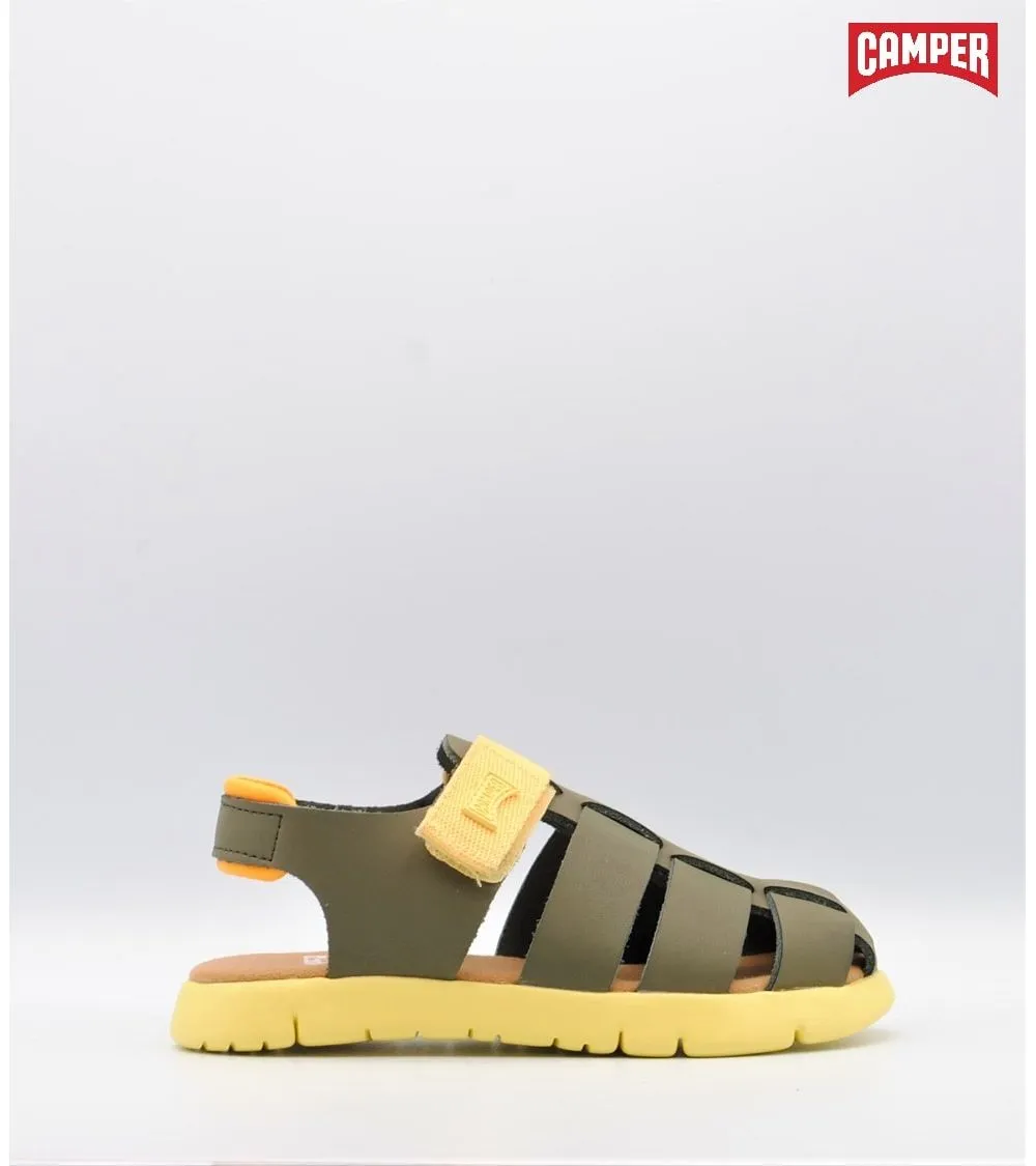 SANDALIAS NIÑO CAMPER ORUGA VELCRO VERDE Y AMARILLA