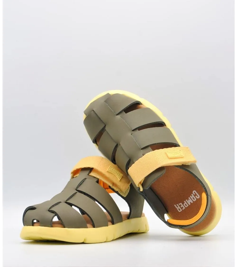 SANDALIAS NIÑO CAMPER ORUGA VELCRO VERDE Y AMARILLA
