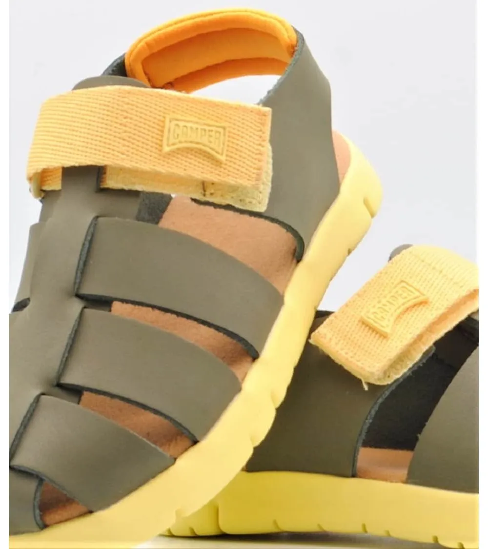 SANDALIAS NIÑO CAMPER ORUGA VELCRO VERDE Y AMARILLA
