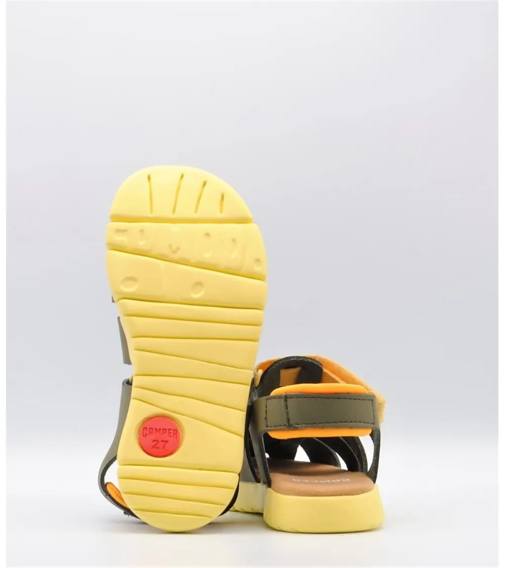 SANDALIAS NIÑO CAMPER ORUGA VELCRO VERDE Y AMARILLA