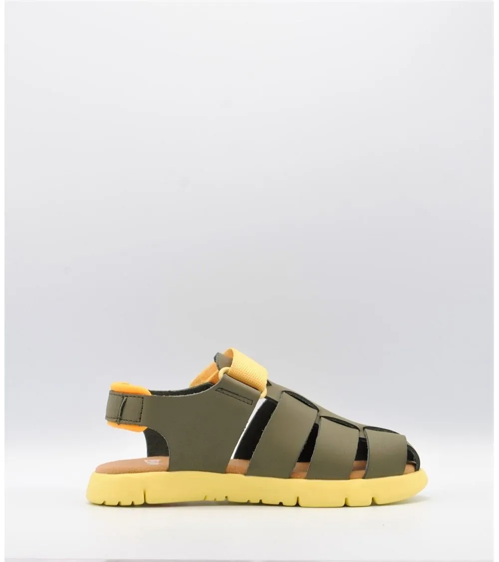 SANDALIAS NIÑO CAMPER ORUGA VELCRO VERDE Y AMARILLA
