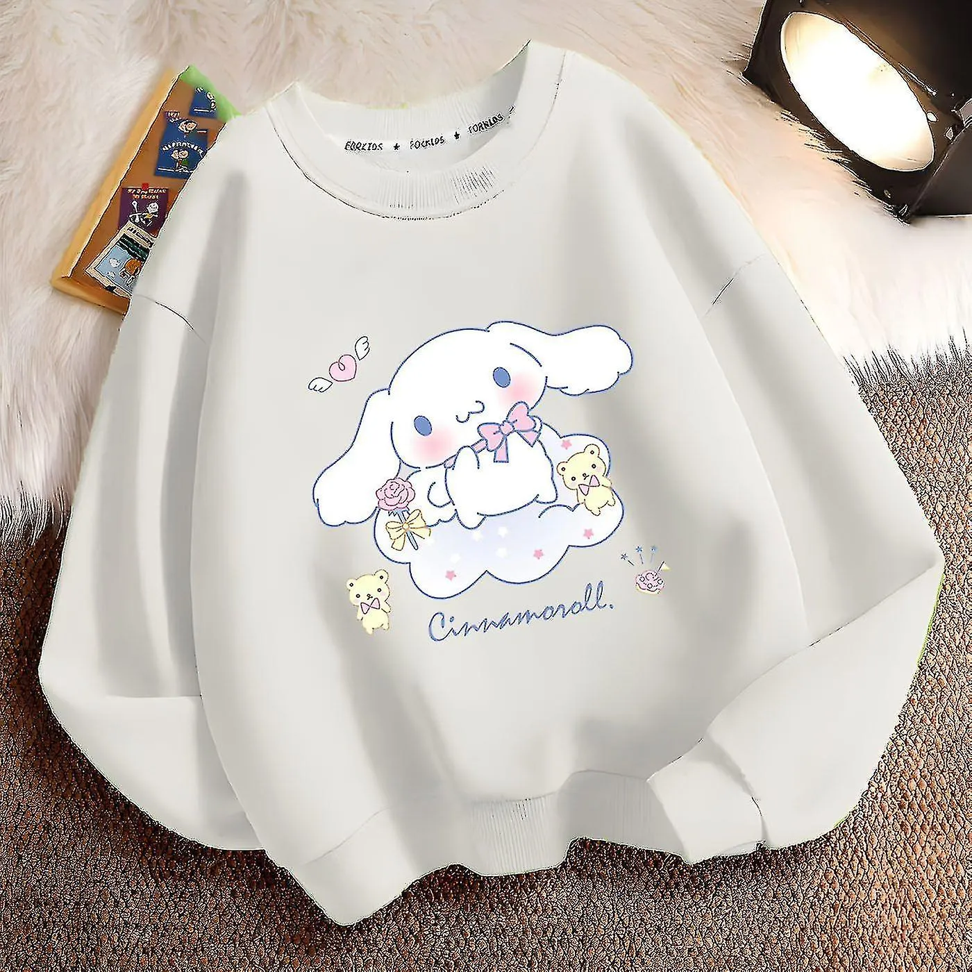 Sanrioes Anime Cinnamoroll Suéteres para niños Dibujos animados Pullovers de manga larga Tops Niño niña Ropa de bebé Chándal Rop