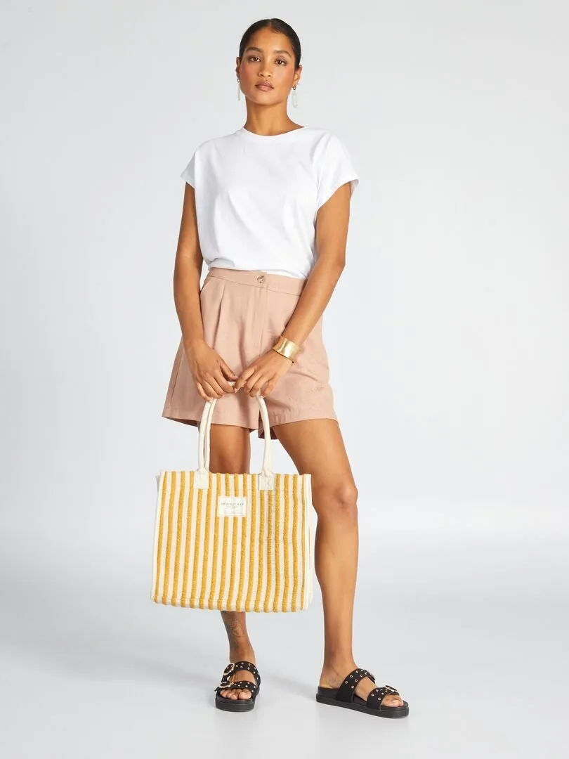 SHORT CON EFECTO SATINADO  BEIGE