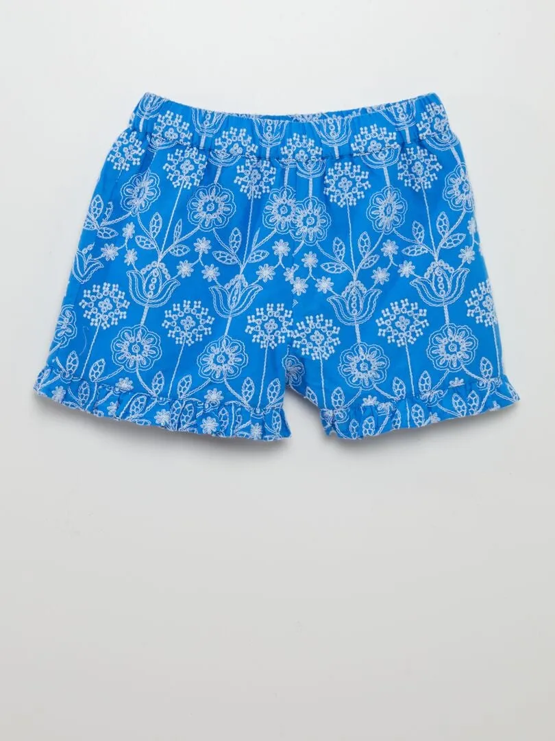 SHORT LIGERO CON BORDADO INDIO  AZUL