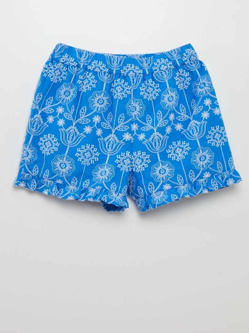 SHORT LIGERO CON BORDADO INDIO  AZUL