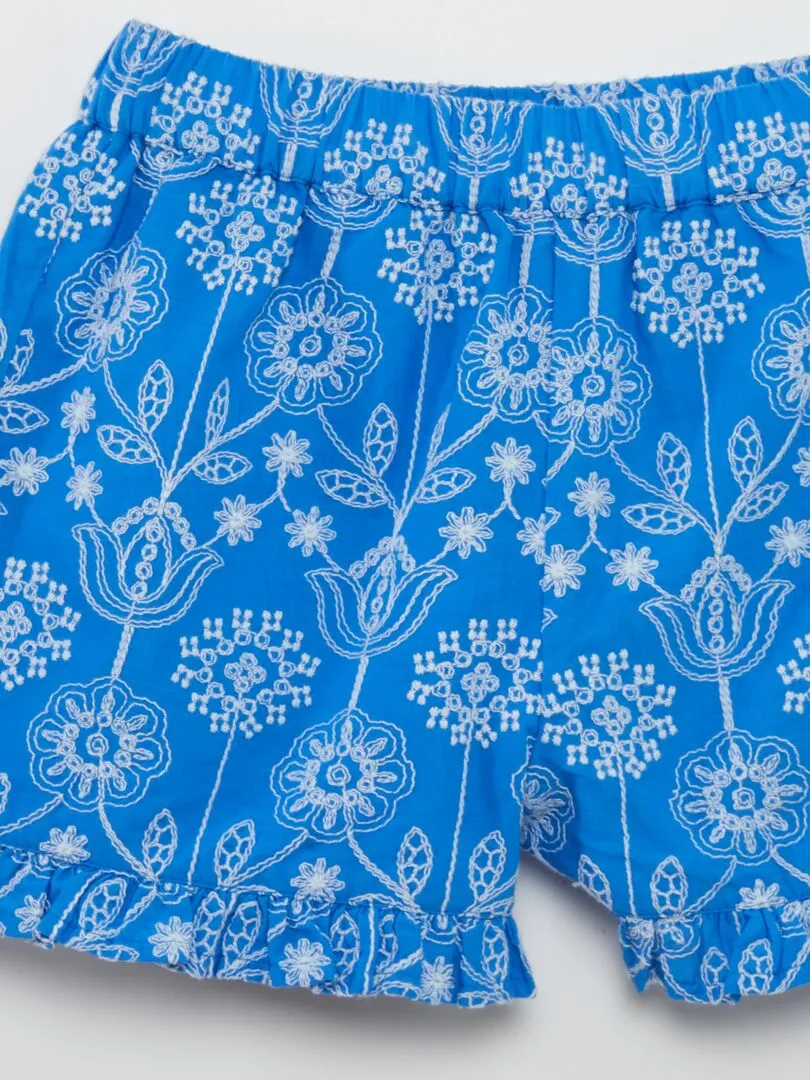 SHORT LIGERO CON BORDADO INDIO  AZUL