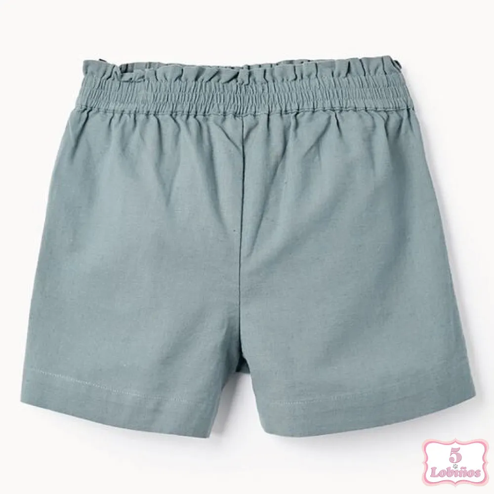 SHORT NIÑA LINO VERDE ZIPPY