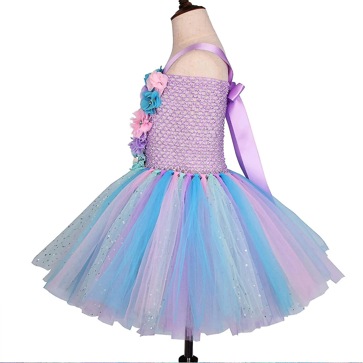 Sirena Ariel Vestido de princesa con corbata de pelo Ropa de niña Ropa de niño