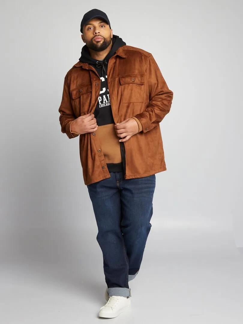 SOBRECAMISA DE ANTELINA CON BOLSILLOS  MARRON