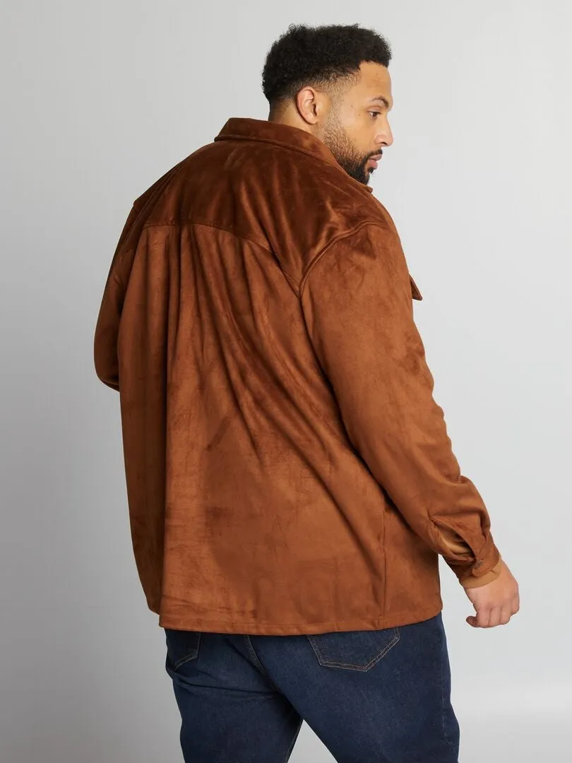 SOBRECAMISA DE ANTELINA CON BOLSILLOS  MARRON