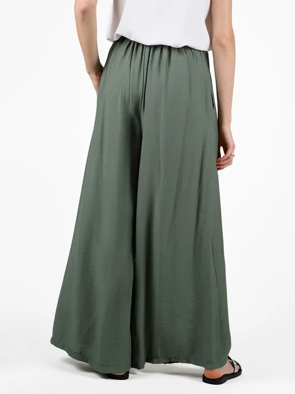 Solada Pantalón de mujer con cintura alta elástica y pernera ancha.